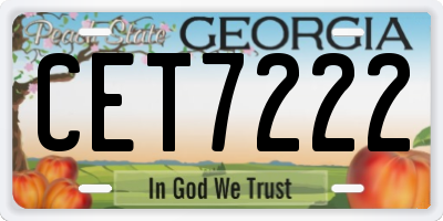 GA license plate CET7222