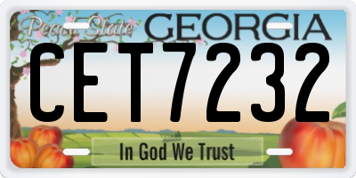 GA license plate CET7232