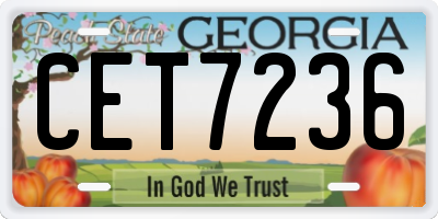 GA license plate CET7236