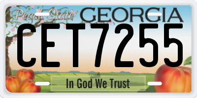 GA license plate CET7255