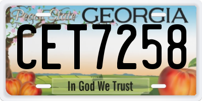 GA license plate CET7258