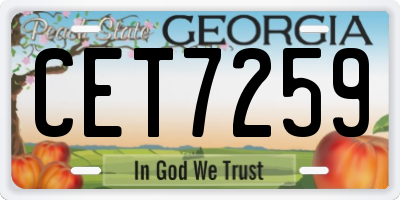 GA license plate CET7259