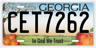 GA license plate CET7262