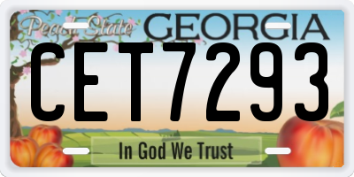 GA license plate CET7293