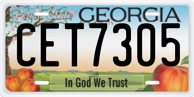 GA license plate CET7305