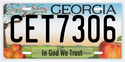 GA license plate CET7306