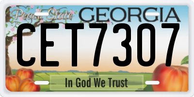 GA license plate CET7307
