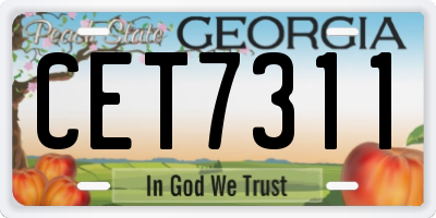 GA license plate CET7311