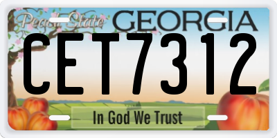 GA license plate CET7312