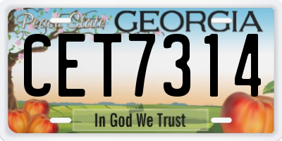 GA license plate CET7314