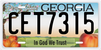 GA license plate CET7315