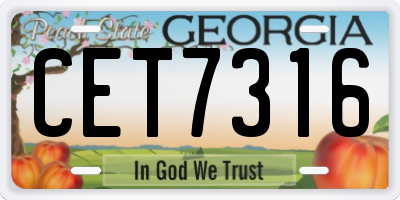 GA license plate CET7316