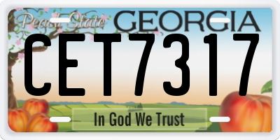 GA license plate CET7317