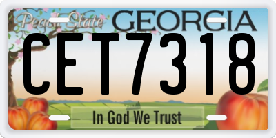 GA license plate CET7318