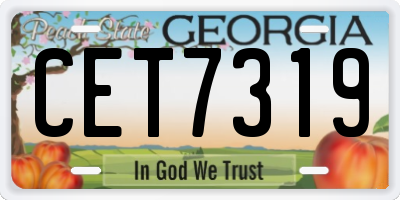 GA license plate CET7319