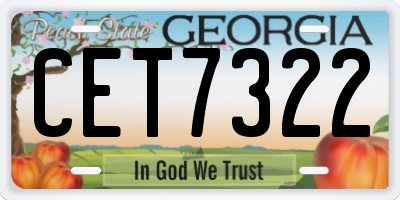 GA license plate CET7322