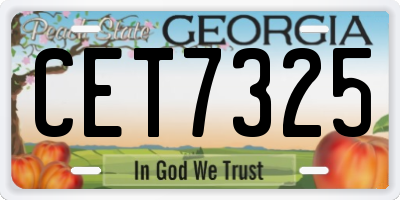 GA license plate CET7325