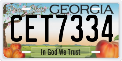 GA license plate CET7334
