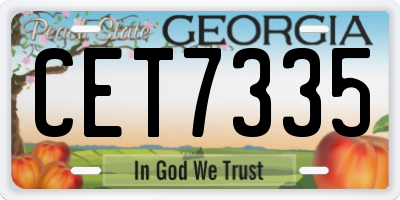 GA license plate CET7335