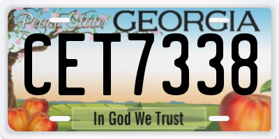 GA license plate CET7338