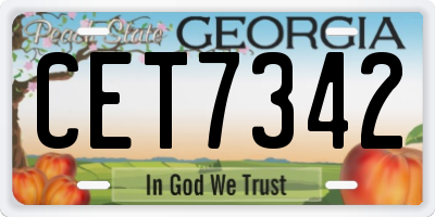 GA license plate CET7342