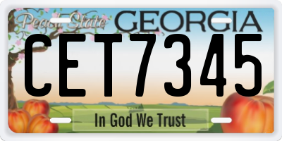 GA license plate CET7345