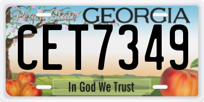 GA license plate CET7349