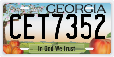 GA license plate CET7352