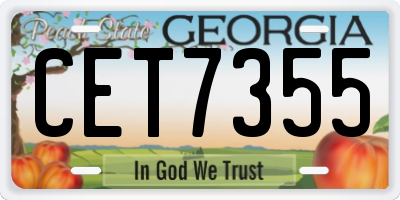 GA license plate CET7355