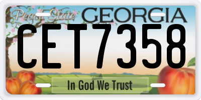 GA license plate CET7358