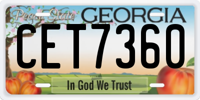 GA license plate CET7360