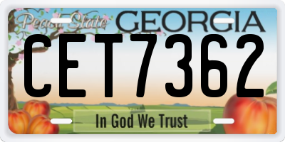 GA license plate CET7362