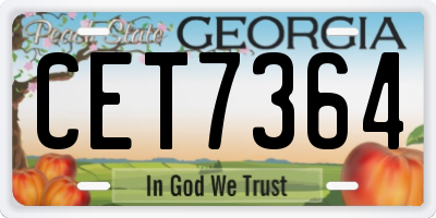 GA license plate CET7364