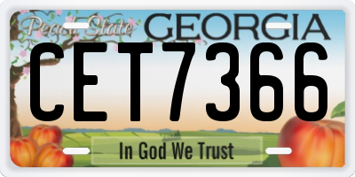 GA license plate CET7366