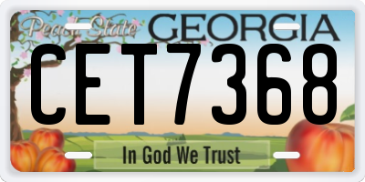 GA license plate CET7368