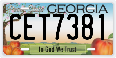 GA license plate CET7381