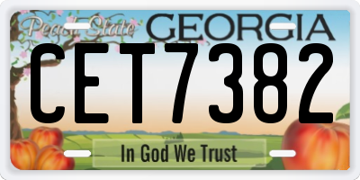 GA license plate CET7382