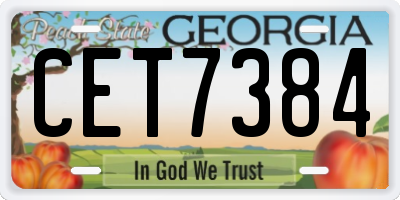 GA license plate CET7384