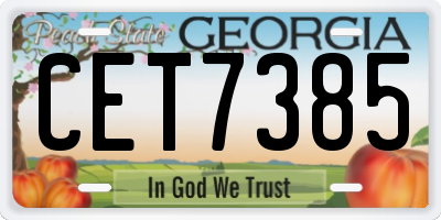 GA license plate CET7385