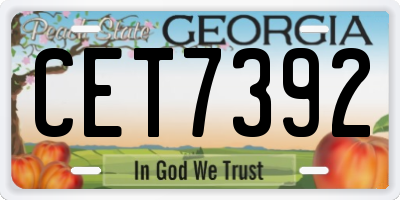 GA license plate CET7392
