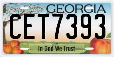 GA license plate CET7393