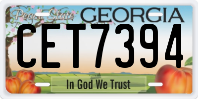 GA license plate CET7394
