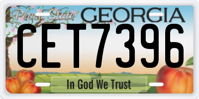 GA license plate CET7396