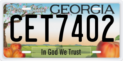 GA license plate CET7402