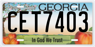GA license plate CET7403