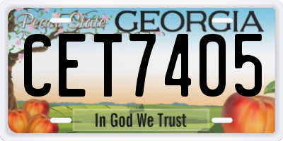 GA license plate CET7405