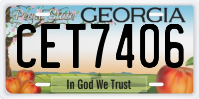 GA license plate CET7406