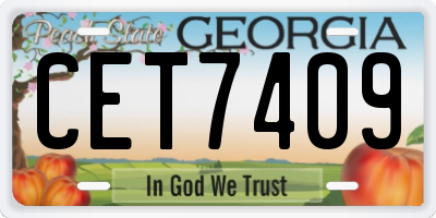 GA license plate CET7409