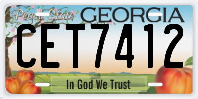 GA license plate CET7412