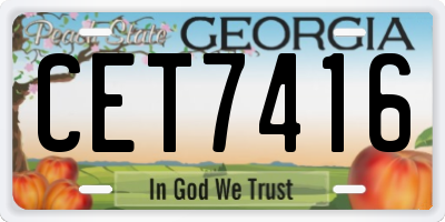 GA license plate CET7416